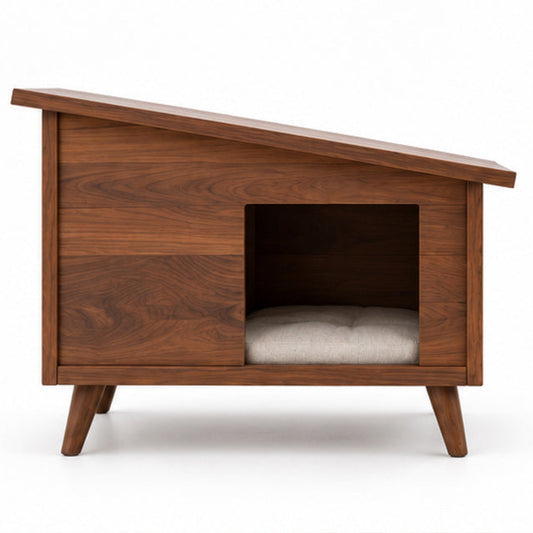 Raised Sloping-Roof Wooden Pet House – Front