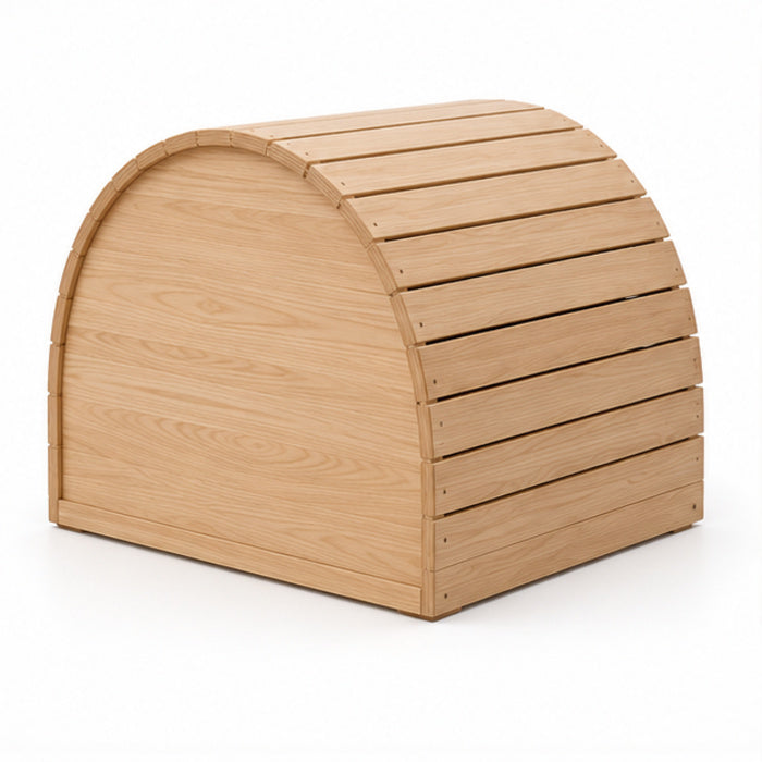 Arched-Roof Wooden Indoor Pet House – Back Angled