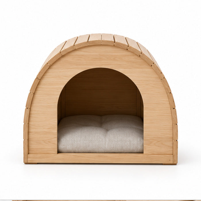 Arched-Roof Wooden Indoor Pet House – Front