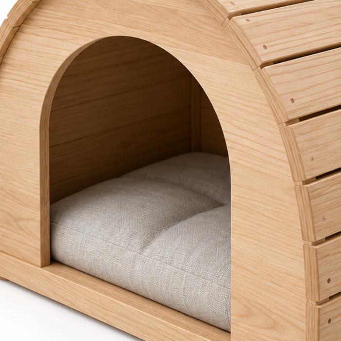 Arched-Roof Wooden Indoor Pet House – Detail