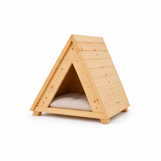 A-Frame Wooden Indoor Pet House – Main Angled