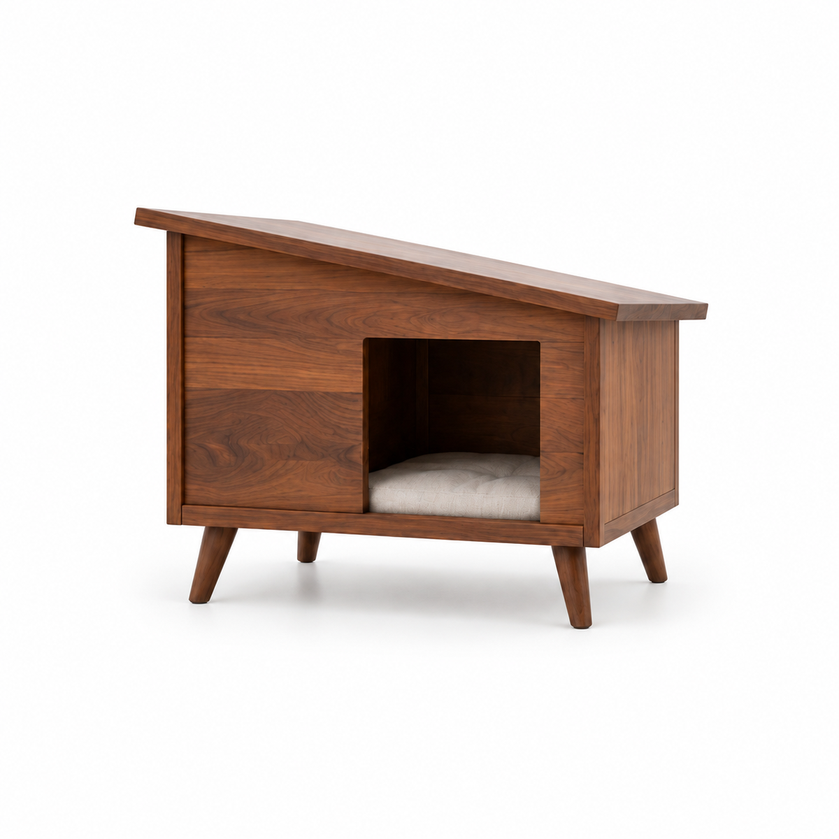 Raised Sloping-Roof Wooden Pet House – Main Angled