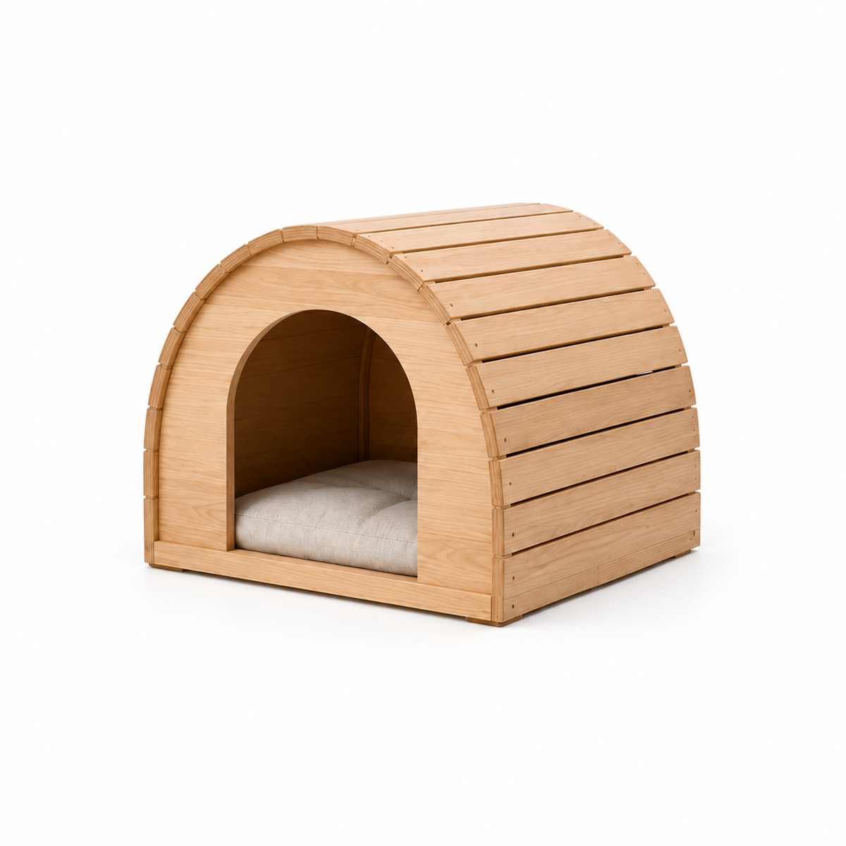 Arched-Roof Wooden Indoor Pet House – Main Angled